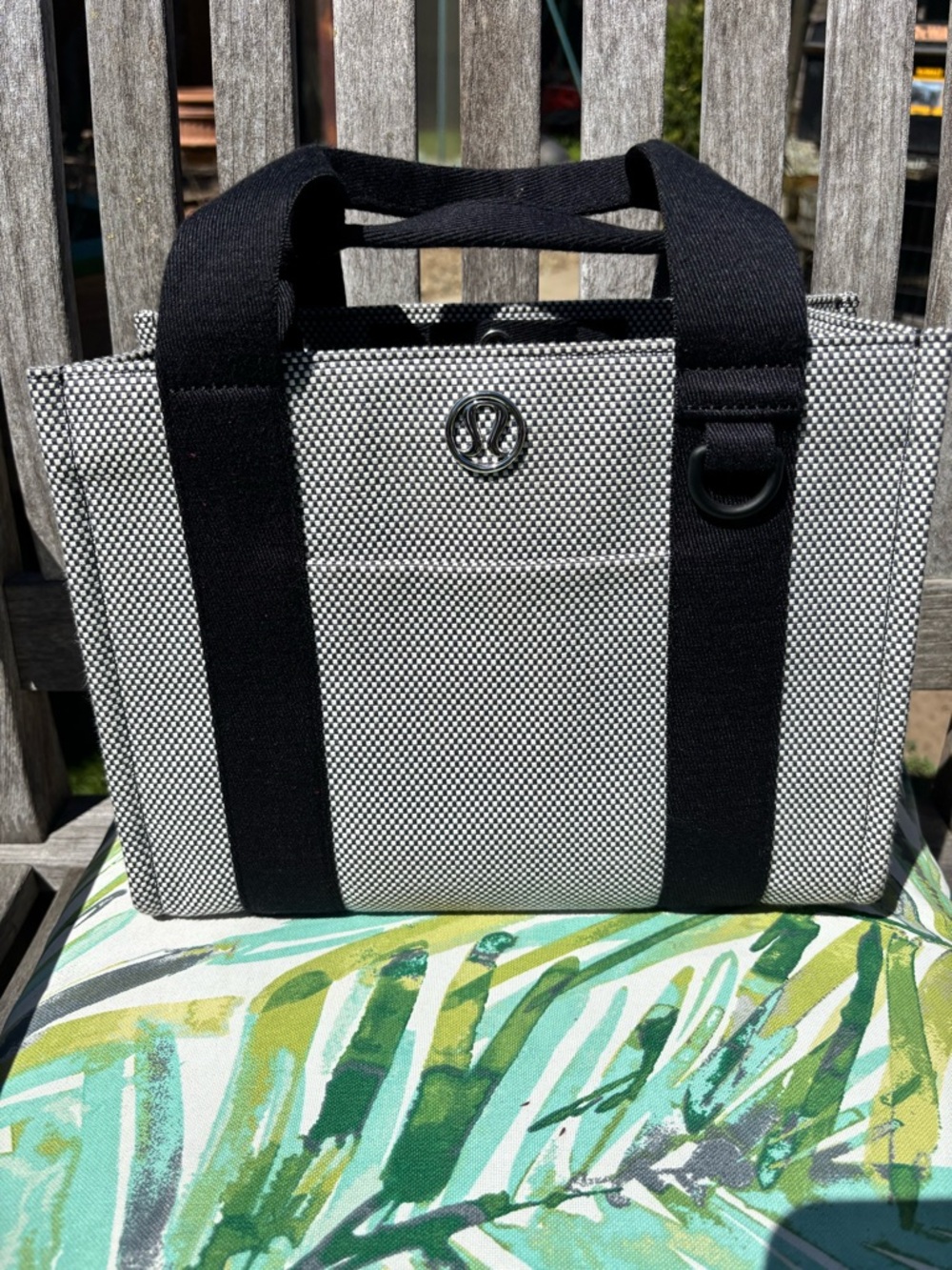 lululemon athletica Black & White Canvas Messenger Tote